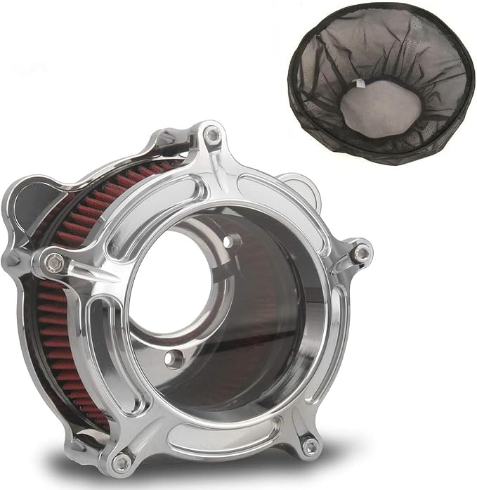 For harley davidson air cleaner filter sportster Touring street glide road king electra Dyna Softail motorcycle air intake (Chromed- red filter, C-For Touring 2008-2016)