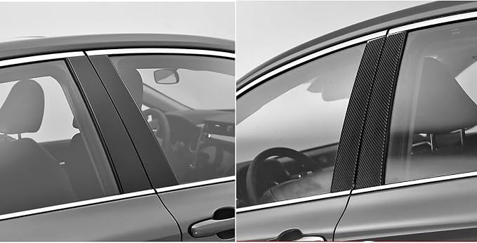 NVCNX Real Premium Carbon Fiber for Toyota Camry Accessories 2018-2024 2019 2020 2021 2022 2023 SE/LE/XSE/XLE/SE Nightshade/L/TRD Gas Hybrid Car Window B C Pillar Post Cover Exterior Trim Sticker 8PCs