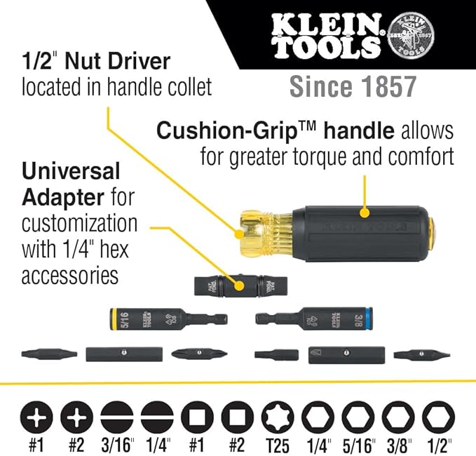 Klein Tools J2000-48 Pliers & 32500HD Multi-Bit Screwdriver/Nut Driver
