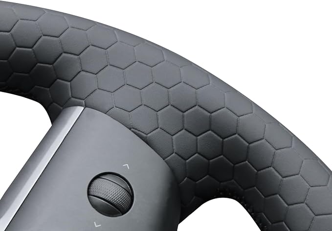 MEWANT Hand Stitch Steering Wheel Cover for Tesla Model Y Model 3 Made of Black Smooth Hexagon Embossed Faux Leather