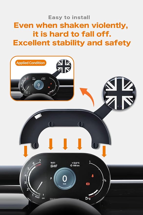 Persevere for Mini Cooper Phone Holder F54 F55 F56 F57 with Auto Charging for Display Dashboard Car Phone Mount, Fits 4-6.9" Smartphones, Right (Not Supported All Countryman F60/R61)