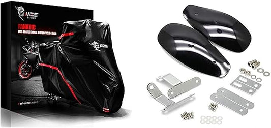 MZS Motorcycle Cover - All Season Weather Outdoor Waterproof Protection + Motorcycle Handguards, Hand Guards Wind Cold Handlebar Protector for Motorbike Street Enduro Adventure Standard Bike Scooter