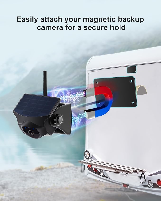 1080P Solar Wireless Backup Camera with Metal Mounting Plate