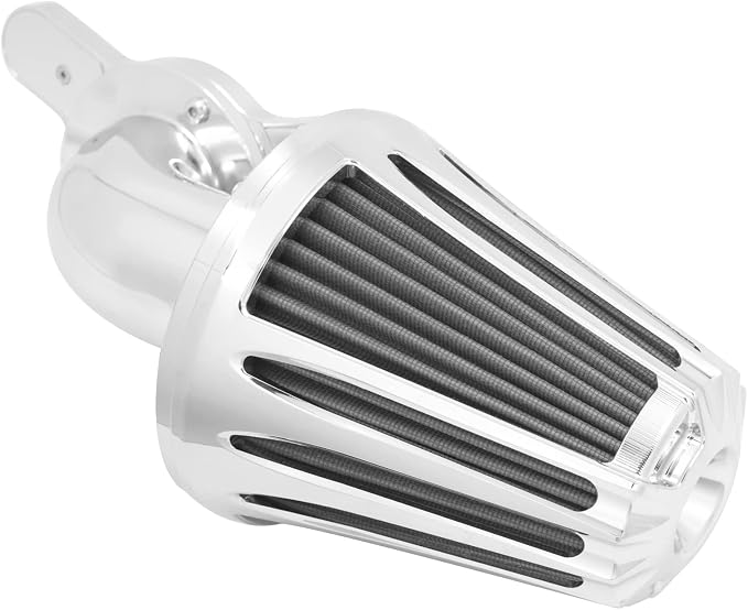 Motorcyle Air Cleaner Filter CNC 90° Forward-Facing Kit Fit for Harley Softail Touring Trike Sportster XL Dyna (Chrome Housing Grey Element, B For Touring 00-07,Softail 00-15,Dyna 00-17)