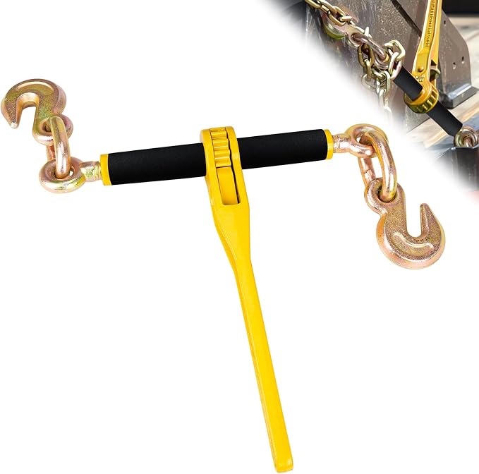 5/16"- 3/8" Ratchet Load Binders, Grade 80 Chain Binders 5/16 to 3/8 with G80 Clevis Grab Hooks, 5,400lbs WLL Heavy Duty Ratchet Binders for G70 80 Transport Chain, Tie Downs, Towing