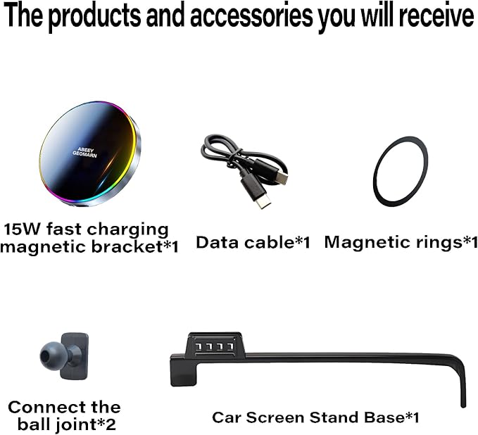 Car Phone Holder for 2024 2025 2026 Hyundai Kona/Kona EV Electric Accessories 15W Fast Wireless Charger Screen Fixed Clip HandsFree Cell Phone Mount 360° Rotation (12.3 Inch)