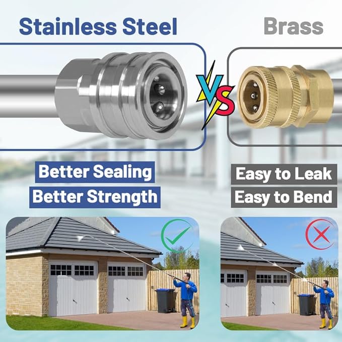 60" Pressure Washer Extension Wand,Stainless Steel Power Washer Wand Extension-Pressure Washer Accessories with 30°/90°/120°Curved Rods,6 Nozzle Tips- 1/4" Quick Connect,4000 PSI