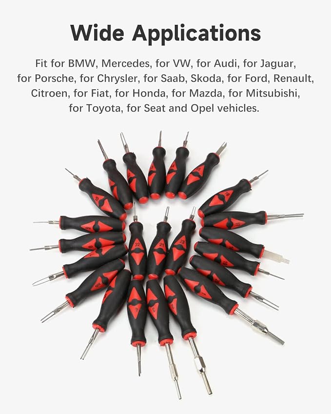 23Pcs Terminal Release Kit Universal Wire Connector Removal Pin Release Tool Electrical Connector Tool Set for Most Domestic and Imported Vehicles