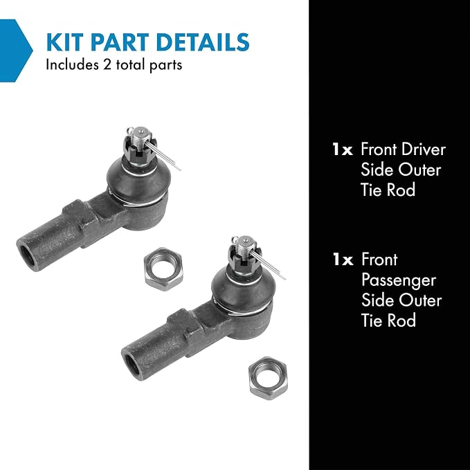 TRQ Outer Driver and Passenger Side Tie Rod Set 2 Piece Compatible with 95-04 Toyota Tacoma Base RWD 01-04 S-Runner RWD 95-04 SR5 95-03 DLX 98-04 Limited
