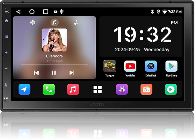 ATOTO A5L 7inch Android Double DIN Car Stereo, in Dash Car Radio with Wi-Fi/Bluetooth/USB, Wireless CarPlay & Android Auto, GPS Tracking, Mirror Link, HD LRV, FM/AM, HDMI Out, A5LG2B7T
