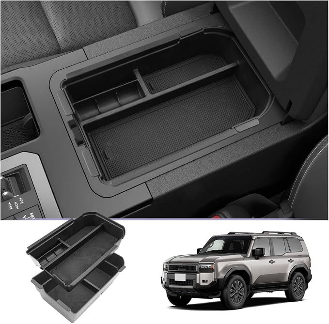 LUWU Land Cruiser 2024 2025 2026 Center Console Organizer 2PCS 2026 Land Cruiser 1958/Base LC250 Accessories Armrest Box Armrest Organizer Tray (NOT for First Edition Cool Box Chilled Center Console)