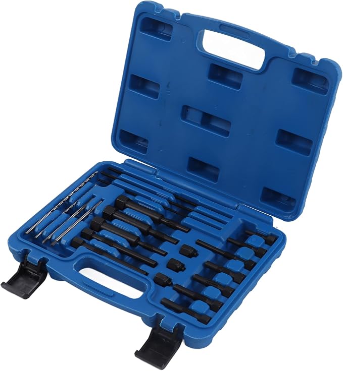 Glow Plug Remover Kit, Professional 22 Piece Extraction Removal Tool Set for Engine Repair Mechanics Metal Case M10 M8 M10x1.25 Automotive Broken Glow Plug Service
