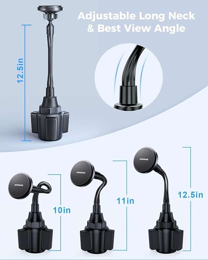 SUPERONE Retractable Car Charger for iPhone with Dual Lightning Cables & MagSafe Cup Holder Charger