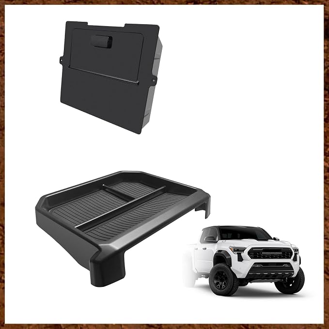 Muslogy Dashboard Storage Box & Center Console Hidden Organizer Compatible with 2024 Tacoma Accessories 8-inch Screen & Magnet Armrest Hidden Storage Middle Console Insert Secret Organizer