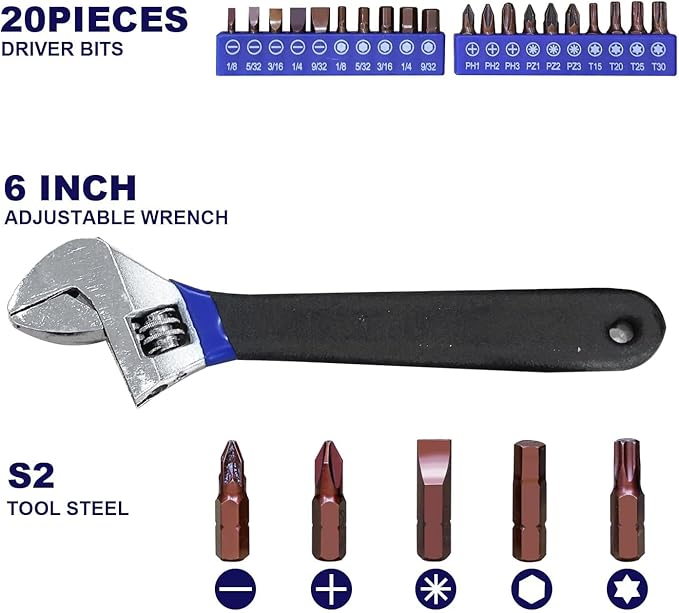 GSTANDARD 129-Piece Mechanic Tool Set | General Household Hand Tool Kit with Plastic Storage Case