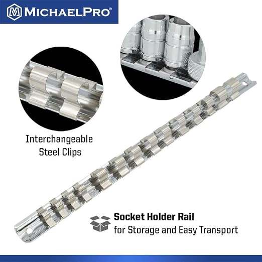 MichaelPro 12-Piece 3/8" Drive Long Torx Socket Set T10-T60 Bundle with 16-Piece Torx Bit Set T8-T10 with Rail Organizer