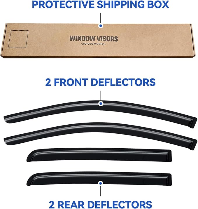 Window Visors Rain Guards for 2017-2024 Nissan Titan & 2016-2024 Nissan Titan XD Crew Cab, Out-Channel Window Vent Wind Deflectors Visors Shades