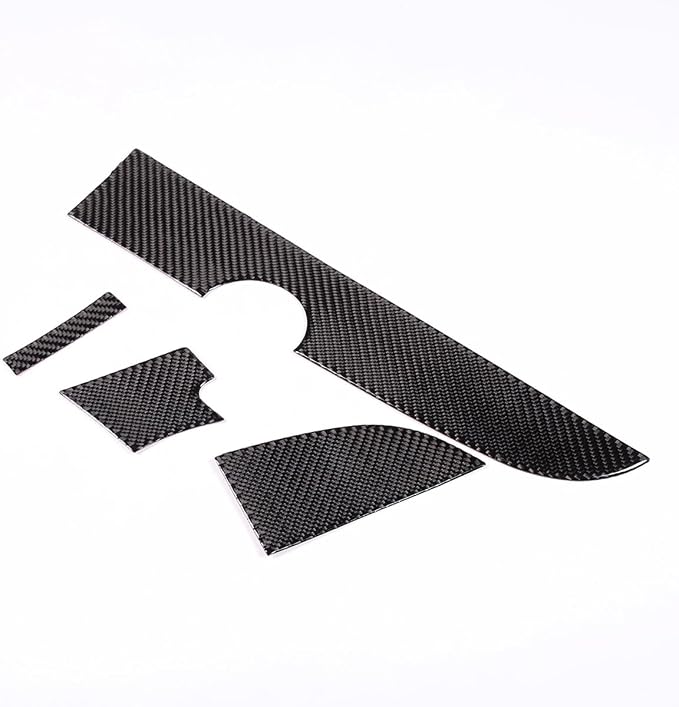 Fit for Fiat 500 2011-2019 Soft Carbon Fiber Car Center Console Decorative Protector Strip Sticker Car Interior Accessories 4PCS (Black Carbon)