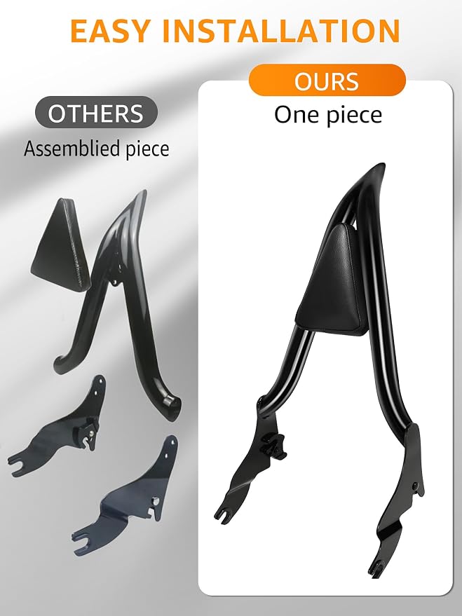 24" Sissy Bar Passenger Backrest Compatible for Harley Davidson 2009-2024 Touring CVO Road Glide, Street Glide, Road King, Ultra Limited