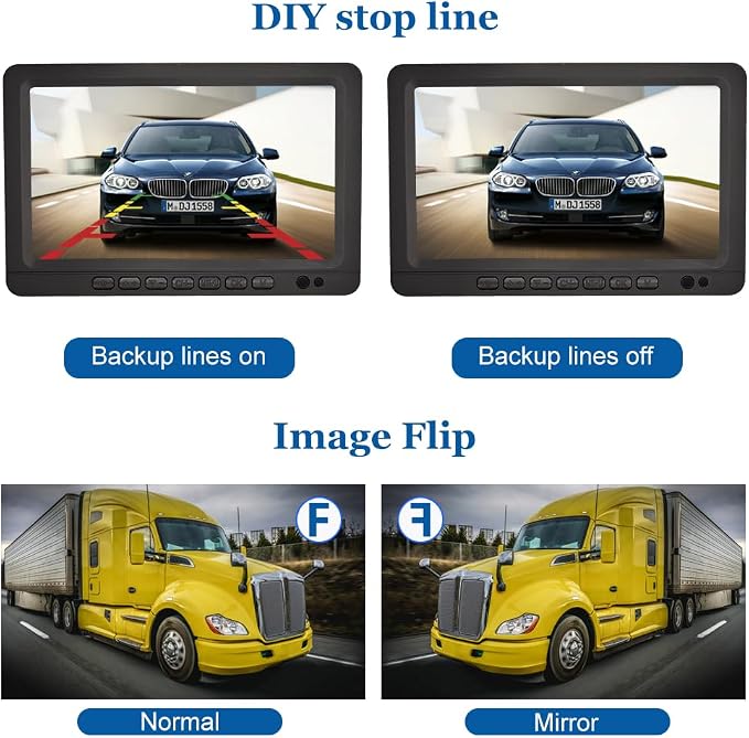 7 inch Wireless Backup Camera System Digital Signal HD 1080P Rear View Monitor Kit, IP69 Waterproof Night Vision Reverse Back up Camera for Truck Car RV Trailer Camper Van Bus