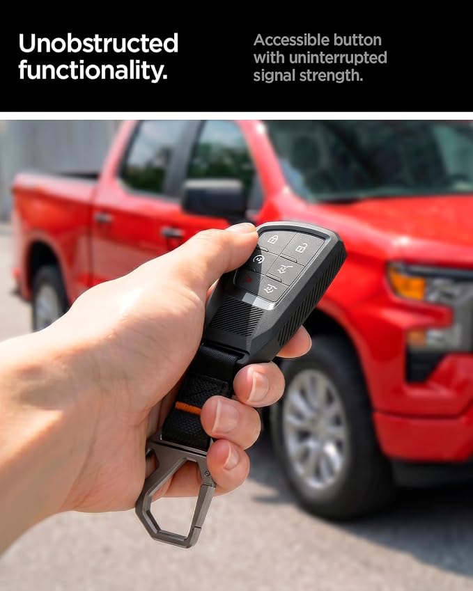 Spigen Rugged Armor Key Fob Cover with Carabiner & Keychain Designed for Ford 3/4/5 Button Smart Key Fobs