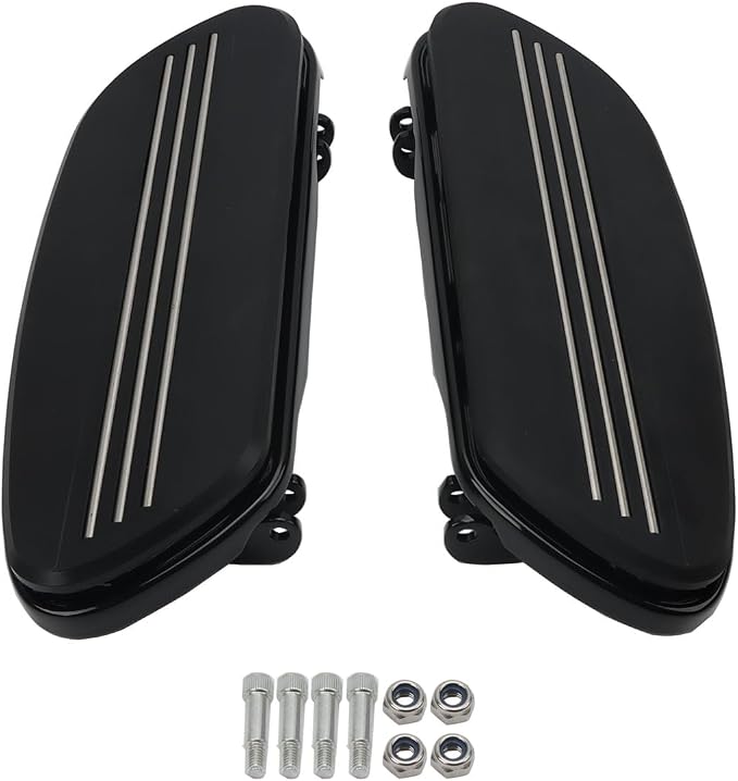 Streamliner Rider Driver Footboards Compatible with Harley Touring Road King, Street Glide, Electra Glide，Road Glide 1986-2024, Softail 1986-2017, FLD 2012-2016 Black