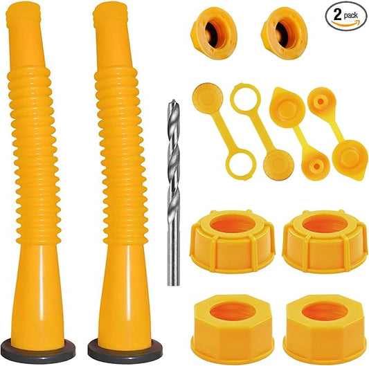 Gas Can Spout Replacement Kit, Gas Can Nozzle Replacement (2 Kit-Yellow) All gaskets are installed and ready to use upon receipt. For 1/2/5/10 gallon gas can. Easy and convenient to use