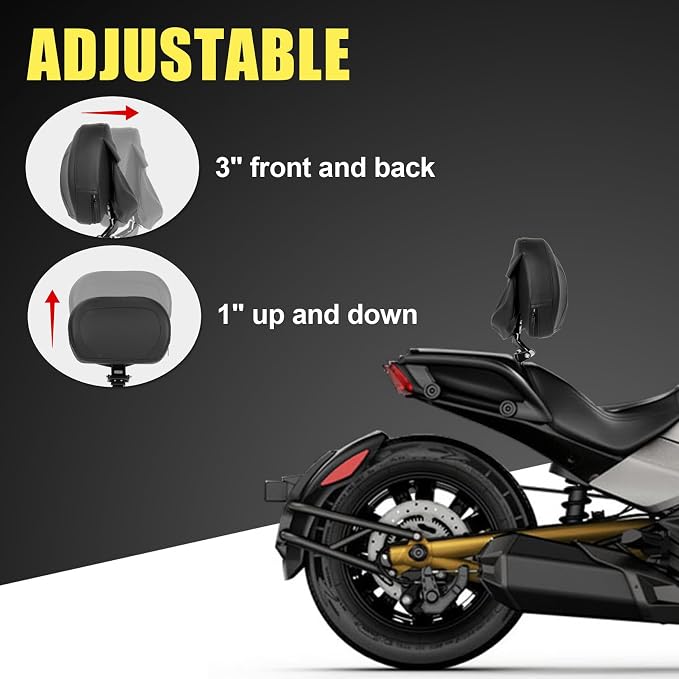 PSLER Spyder Adjustable Driver Backrest Pad Kit Rider Backrest Mount Kit with Storage Pouch for Spyder F3 F3-L F3-S F3-T F3LTD 2015 2016 2017 2018 2019 2020 2021 2022 2023 2024 Quick Detachable