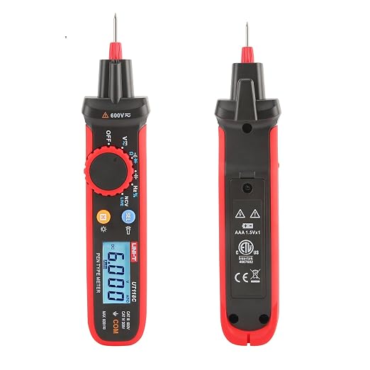 UNI-T Mini Pen Multimeter, AC DC 600V Pen-Type Meter True RMS Small Multimeter Professional Non-Contact Voltage Resistance Capacitance Tester 6000 Counts, UT118C
