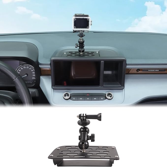 Car Center Console Dash Cam Mount Holder Compatible with Ford Maverick 2022 2023 2024, Auto Instrument Table Organizer Storage Tray Groove Panel Car Action Cameras Bracket for Video Record Accessories