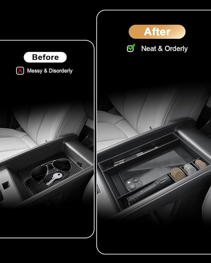 2026 Ioniq 5 Center Console Organizer - 2 Pcs Armrest Box Storage Tray + Lower Center Console Tray For 2025-2026 Hyundai Ioniq 5(SE/SEL/Limited/XRT) Accessories - Not For Ioniq 5 N Edition