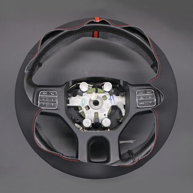 MEWANT Custom DIY Black Artificial Leather Steering Wheel Protector Wrap for Dodge RAM 1500 1500 Classic 2500 3500 5500