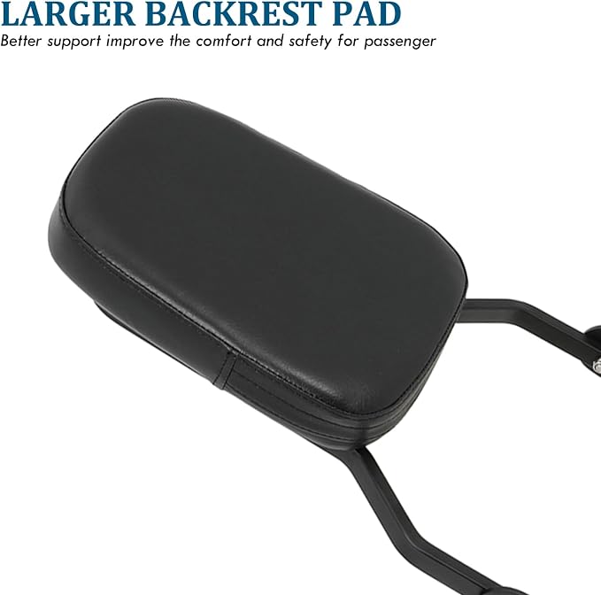 Passenger Sissy Bar Rear Backrest Pad for Harley Street Bob FXBB Softail Slim FLSL Deluxe FLDE Heritage Classic FLHC FLHCS 2018-2023, Black