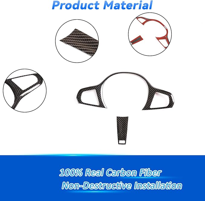 Real Carbon Fiber Steering Wheel Button Frame Cover Trim For BMW 3 4 5 7 8 Series G28 G20 G22 G30 G11 G14 X3 G01 X4 G02 X5 G05 X6 G06 X7 G07 Z4 G29 (Black)