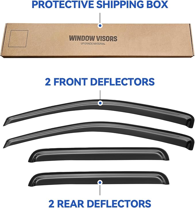 Window Visors Rain Guards Shield for 2005-2010 Jeep Grand Cherokee, Out-Channel Window Vent Wind Deflectors Visors Shades for 05-10 Grand Cherokee
