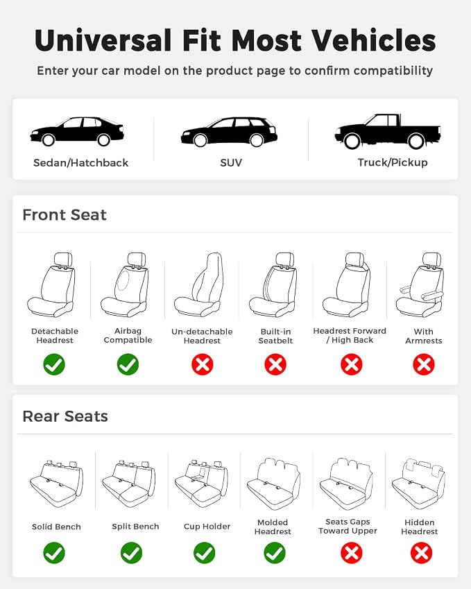 Huidasource Front Seat Covers Luxury Nappa Leather, Driver Seat Cover with Airbag, Front Storage Pocket, Lumbar Support, Cooling＆Heating, Seat Cover Universal Fit for Most Cars SUV Trucks, Brown&Black