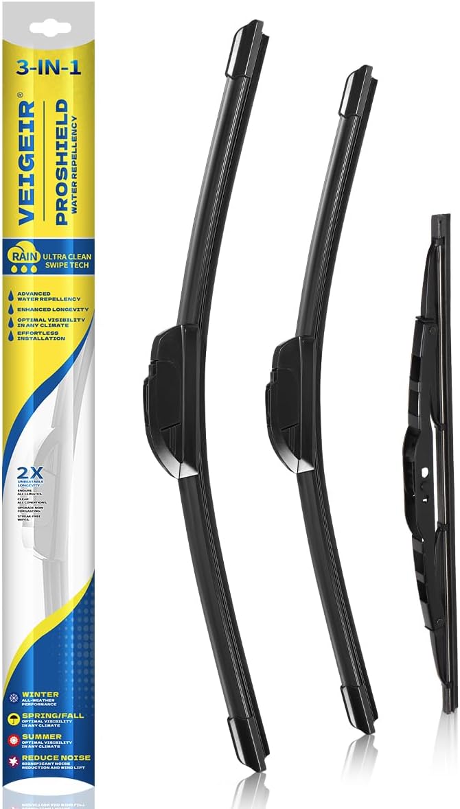 3 Pack Windshield Wiper Blades Compatible with 2008 2009 2010 Saturn Vue / 2012-2015 Chevy Chevrolet Captiva Sport Original Factory Quality Front Rear Wipers Blade Set for My Car - 24" 16" 12"