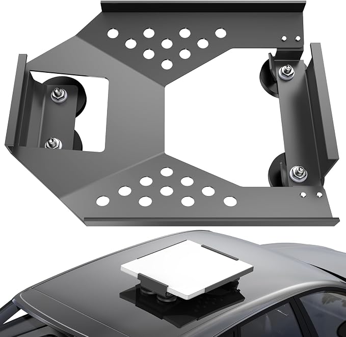 for Starlink Mini Mount, Magnetic Starlink Mini Car Mount Base Suction Cup Accessories Truck RV Flat Rack Roof Sunroof Kit Boat V4，for Camping, High-Speed & Extreme Conditions (Gray)