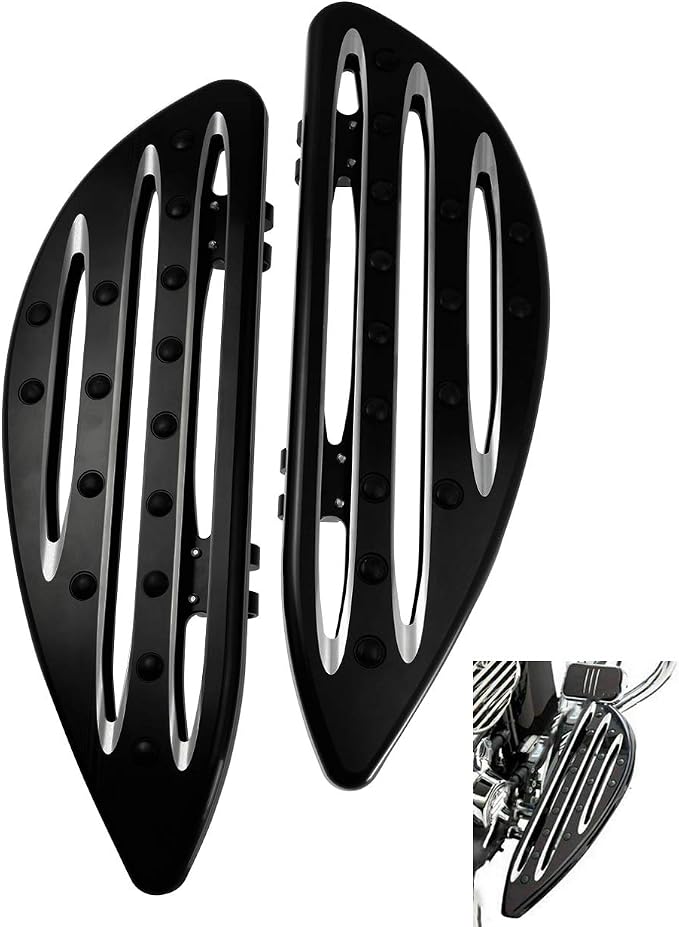 Front Driver Floorboard CNC Foot Pegs Rider Footboards Pedal Fit For Harley Touring Road King Road Glide Electra Glide Street Glide 1986-2025 Softail FL 1986-2017 (Black)