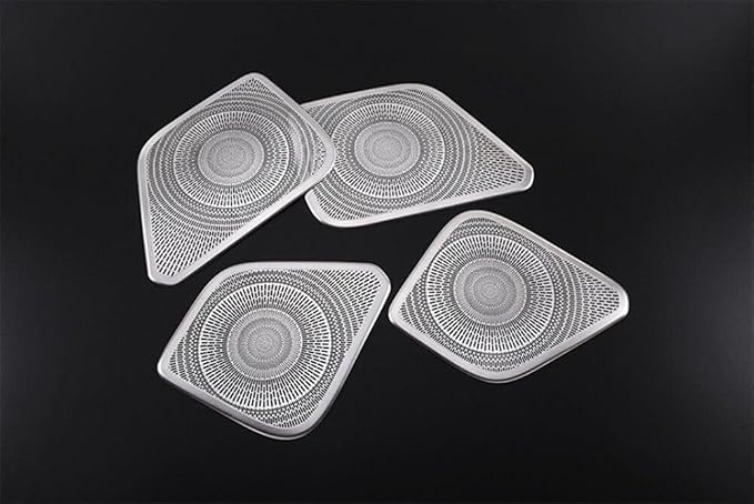 4Pcs Stainless Steel Silver Interior Car Door Speaker Horn Net Cover Decorative Trim Fit forToyot-a Tacoma 2016 2017 2018 2019 2020 2021 2022 Car Accessories