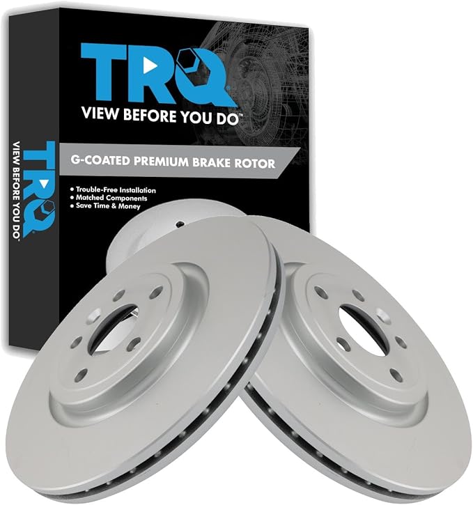 TRQ Front Brake Rotor Set G Coated Vented Compatible with 2017-2020 Jaguar F-Pace 2018-2020 Land Rover Range Rover Velar