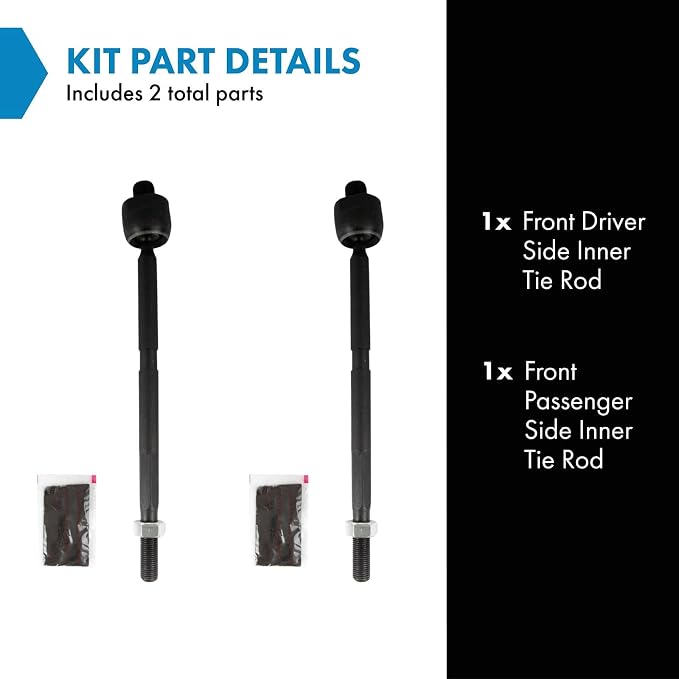 TRQ Inner Driver and Passenger Side Tie Rod Set 2 Piece Compatible with 2017-2022 Honda CR-V