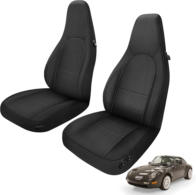 Front Seat Covers Compatible with 1985-1996 Porsche 911/912/924/928/944/968, Heavy Duty Cationic Linen Fabric Seat Protector