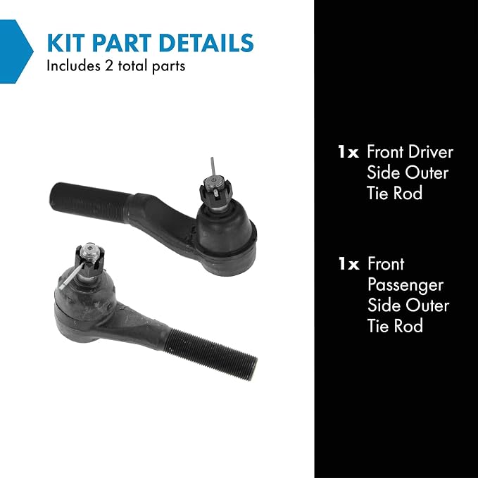 TRQ Front Outer Tie Rod Set 2 Piece Compatible with 1980-1996 Ford Bronco 80-83 F-100 80-96 F-150 80-97 F-250 97 F-250 HD 80-97 F-350 83-92 Ranger