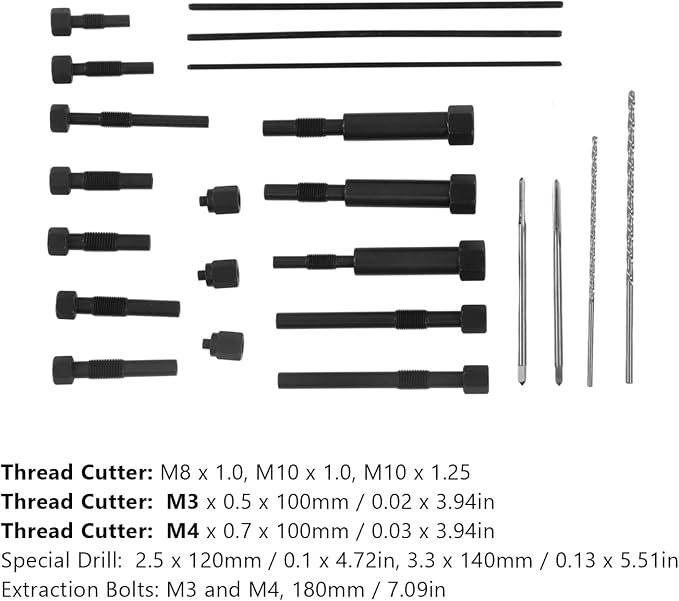 Glow Plug Remover Kit, Professional 22 Piece Extraction Removal Tool Set for Engine Repair Mechanics Metal Case M10 M8 M10x1.25 Automotive Broken Glow Plug Service