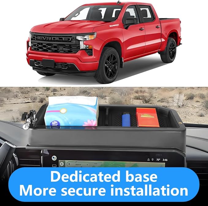Car Phone Holder Center Console Organizer Tray for 2022 2023 2024 2025 2026 Chevy Chevrolet Silverado/GMC Sierra [13.4-inch Screen] Auto Accessories Best Cell Phones Mount Mobile Cellphone Stand