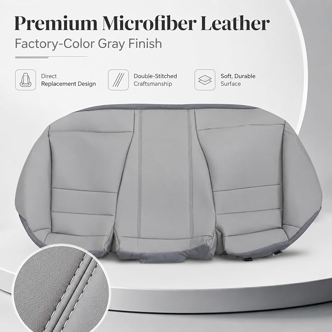 NLQR Back Car Seat Cover, Rear Bench Bottom Vinyl Cover Gray Compatible with Honda Accord 2008 2009 2010 2011 2012