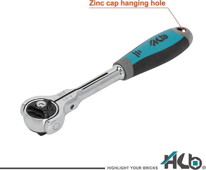 HB 90-Tooth 1/4 Inch Drive 270° Swivel Head Ratchet Handle 44 Piece Socket Set with Precision Screwdriver Torx PZ PH SL HEX Bits Chrome Vanadium Steel Portable Case Made in Taiwan AKM024-G
