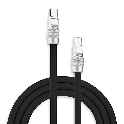 chubbycable Chubby 2.0 USB C 240W Fast Charging Cable Silicone Soft Durable USB C Cable Extra Thick Charger Cord Compatible with iPhone 17-15 Series iPad, Black, Type-C to Type-C, 9.8FT