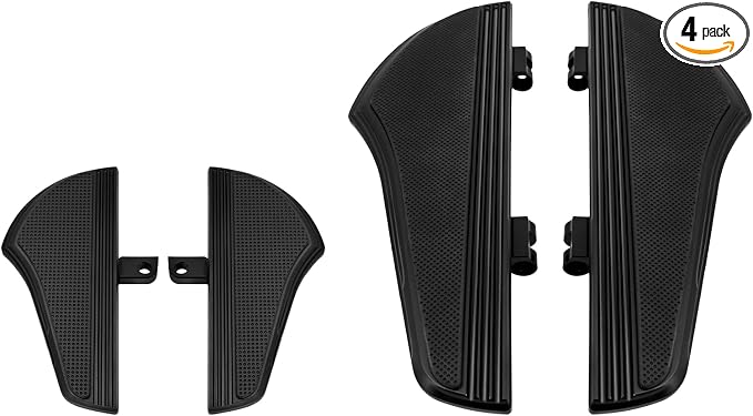 Motorcycle Floorboards Set Driver Front Footboards and Rear Passenger Foot Pegs Kit Axe style Compatible with Harley Touring Road King Road Glide Electra Glide Street Glide (Black)